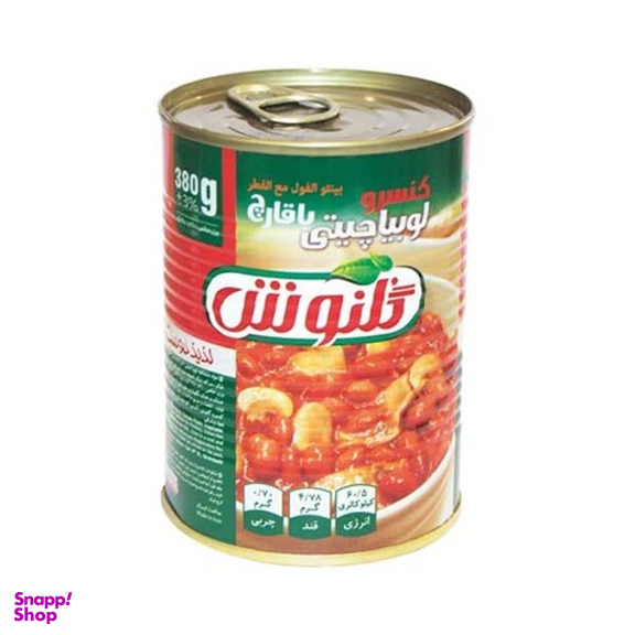 کنسرو لوبیا چیتی با قارچ گلنوش وزن 380 گرم بسته 2 عددی