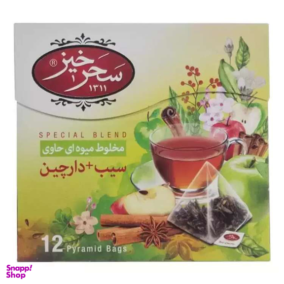 دمنوش مخلوط میوه ای سیب و دارچی سحرخیز بسته ۱۲ عددی
