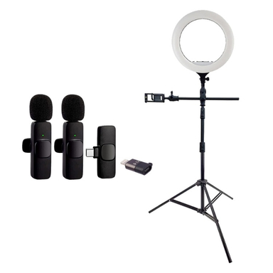 کیت تولید محتوا رینگ لایت Sierra-360A به همراه سه پایه پاناسان 905M2 و میکروفون بی سیم K9