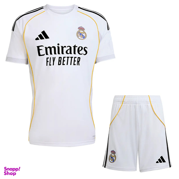 ست تیشرت آستین کوتاه و شلوارک ورزشی مردانه مدل رئال مادرید کد Home 2026 رنگ سفید