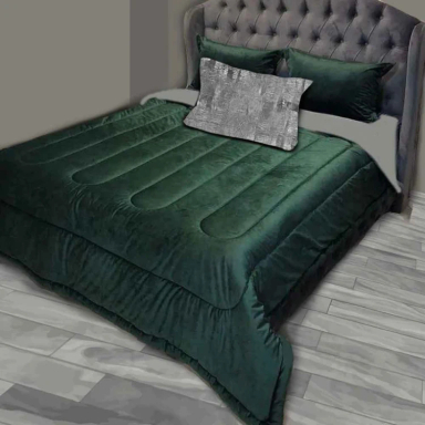 سرویس روتختی دو نفره 7 تکه نوپه هوم مدل مخمل M19 به همراه روبالشی