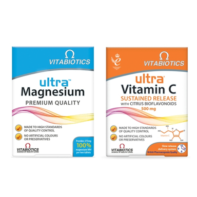 قرص اولترا منیزیم ویتابیوتیکس بسته 30 عددی و قرص اولترا ویتامین سی ویتابیوتیکس بسته 30 عددی