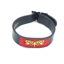 دستبند چرم و طلا عیار 750 زنانه طرح سنجاقک AN021