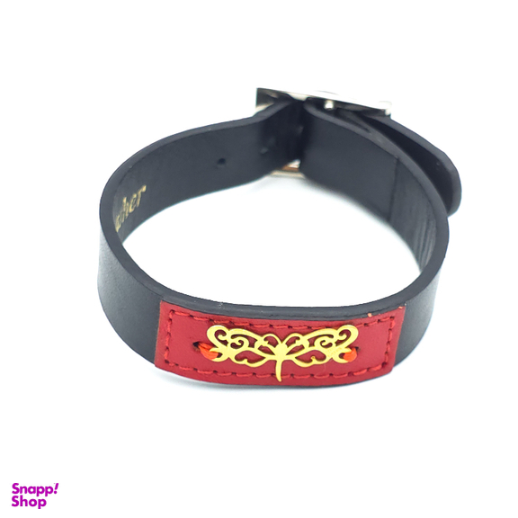 دستبند چرم و طلا عیار 750 زنانه طرح سنجاقک AN021
