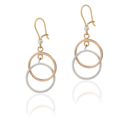 گوشواره طلا 18 عیار زنانه داریم مدل کالکشن دو رنگ طرح دایره