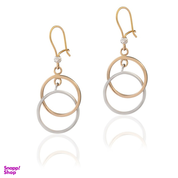 گوشواره طلا 18 عیار زنانه داریم مدل کالکشن دو رنگ طرح دایره