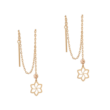 گوشواره طلا 18 عیار زنانه داریم مدل بخیه ای طرح گوی و گل