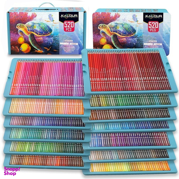 مداد رنگی 520 رنگ جعبه فلزی کالور طرح لاکپشت کد K520