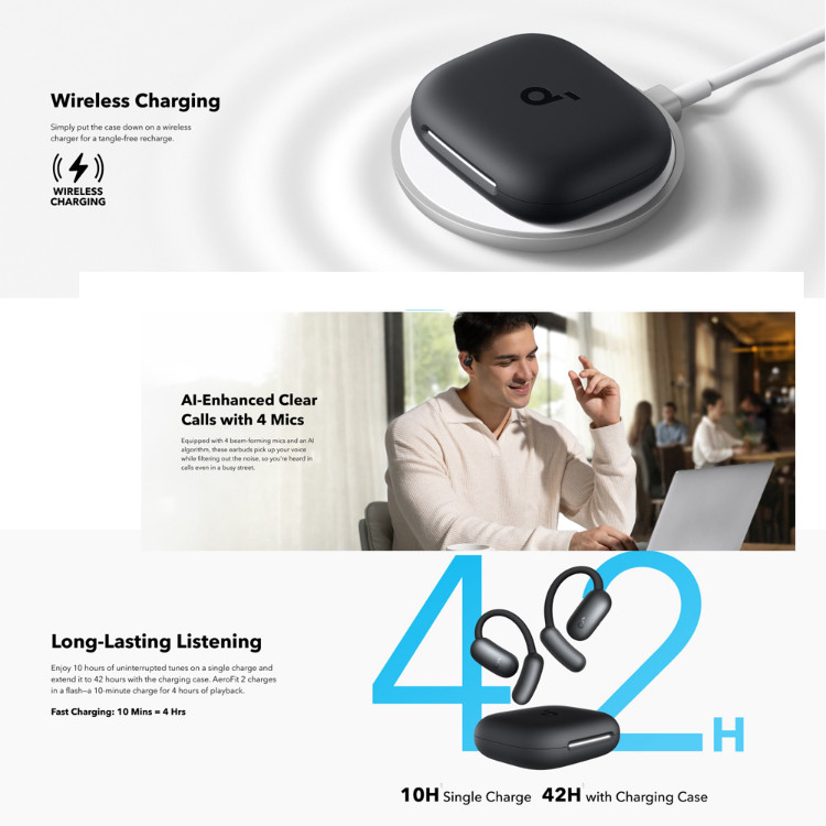 هدفون بی سیم انکر مدل Soundcore AeroFit 2