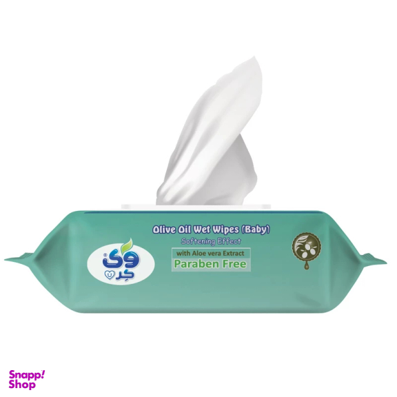 دستمال مرطوب کودک وی کر مدل آلوئه ورا و روغن زیتون بسته 72 عددی