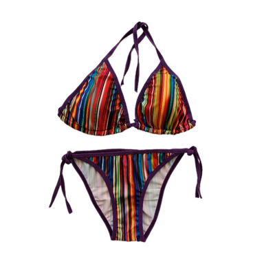 مایو دو تکه زنانه طرح فانتزی راه راه کد 299