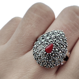 انگشتر نقره زنانه مدل اشک کد 12372