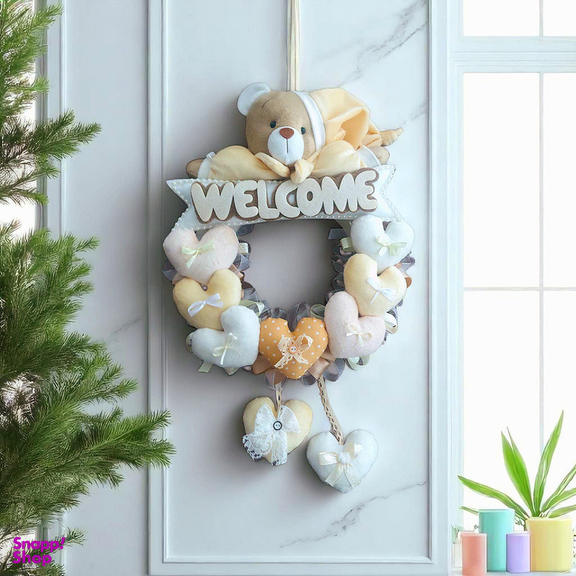 آویز تزیینی اتاق کودک طرح خرس نانان مدل Welcome کد W/Crm