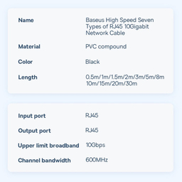 کابل شبکه Cat7 باسئوس مدل HIGH SPEED SEVEN TYPES 10GIGABIT