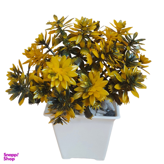 گلدان گل مصنوعی مدل JK17 رنگ زرد