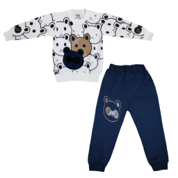 ست سویشرت و شلوار راحتی پسرانه چیندکا مدل خرسی کد 1014