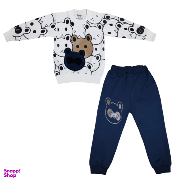 ست سویشرت و شلوار راحتی پسرانه چیندکا مدل خرسی کد 1014