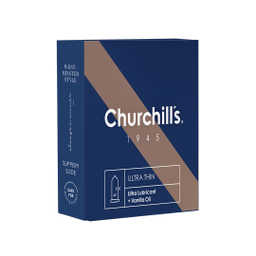 کاندوم نازک روان کننده چرچیلز مدل دابل وانیل بسته 3 عددی