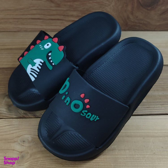 دمپایی بچگانه زیتون مدل داینو تا به تا کد 131410 رنگ مشکی