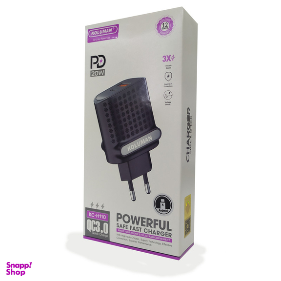 شارژر دیواری کلومن مدل KC-H110 به‌همراه کابل تبدیل USB-C