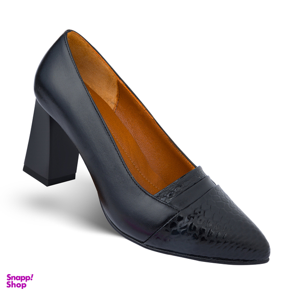 کفش پاشنه دار زنانه چرم یلسان مدل تارا کد MRV-613 رنگ مشکی