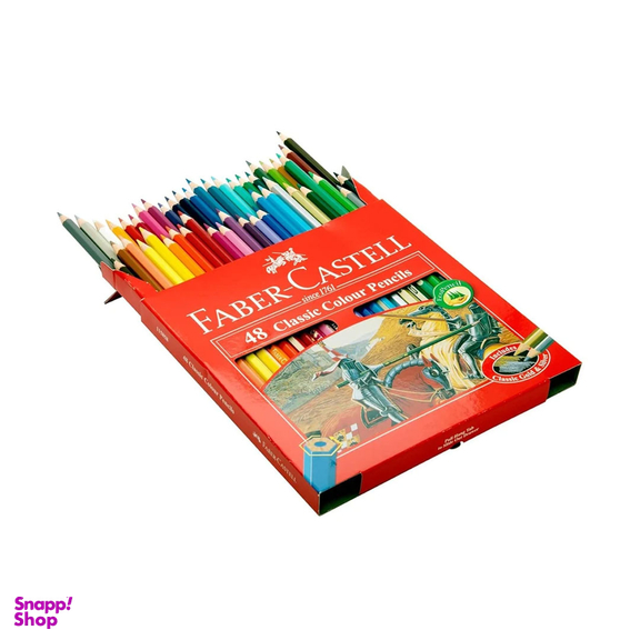 مداد رنگی 48 رنگ فابرکاستل مدل Classic به همراه پاک کن رنگ قرمز