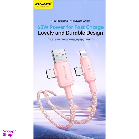 کابل تبدیل Type-C / USB / Lightning اوی مدل CL-181 60W طول 1 متر