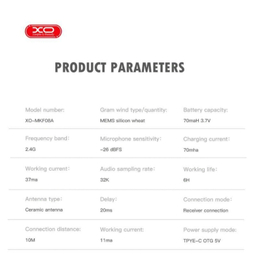 میکروفون بی سیم یقه ای ایکس او مدل XO-MKF08A