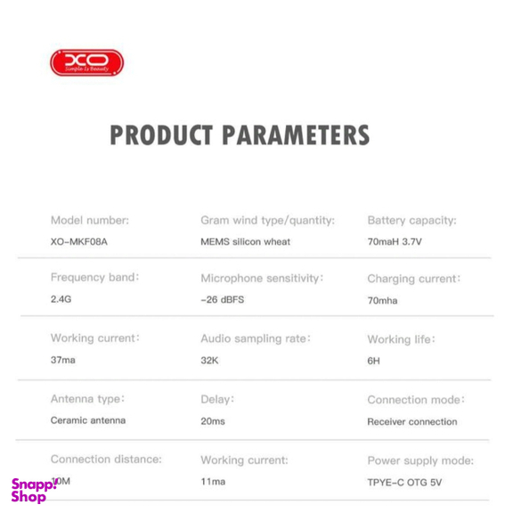 میکروفون بی سیم یقه ای ایکس او مدل XO-MKF08A