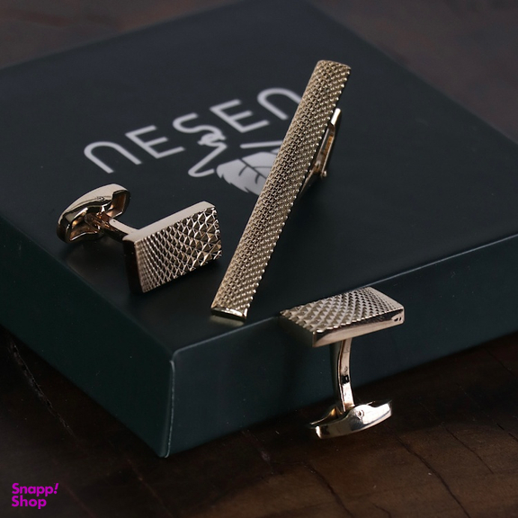 ست دکمه سردست و گیره کراوات مردانه نسن مدل NT1