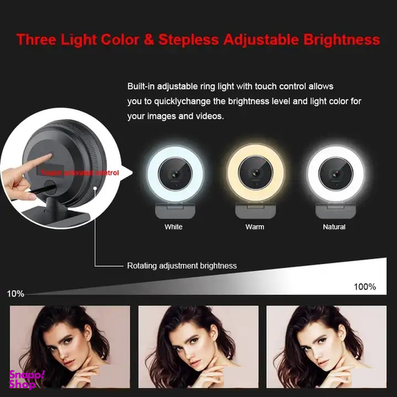 وب کم مدل 2K HDR 60fps Remote Control Ring Light