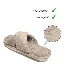دمپایی روفرشی پولیشی زنانه نیکتا مدل ضربدری رنگ طوسی روشن