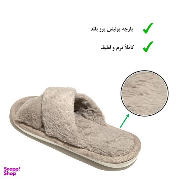 دمپایی روفرشی پولیشی زنانه نیکتا مدل ضربدری رنگ طوسی روشن