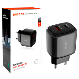 شارژر دیواری فست شارژ پرودو مدل PD-20WACEU 2Port 3A QC3.0 PD 20W