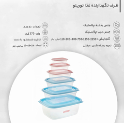 ظرف نگهدارنده نورینو مدل ونتو کد 001 مجموعه 6 عددی