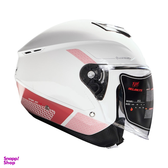 کلاه کاسکت بدون فک فلش مدل 852 glossy pink-white