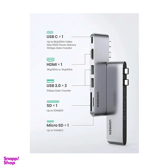 هاب 6 پورت Type-C یوگرین مدل 80856-CM380