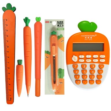 بسته لوازم تحریر طرح هویج تپلی مدل CALC. ORA مجموعه 6 عددی