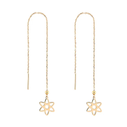 گوشواره طلا 18 عیار زنانه میلی گالری مدل بخیه‌ ای طرح گل کد MT734