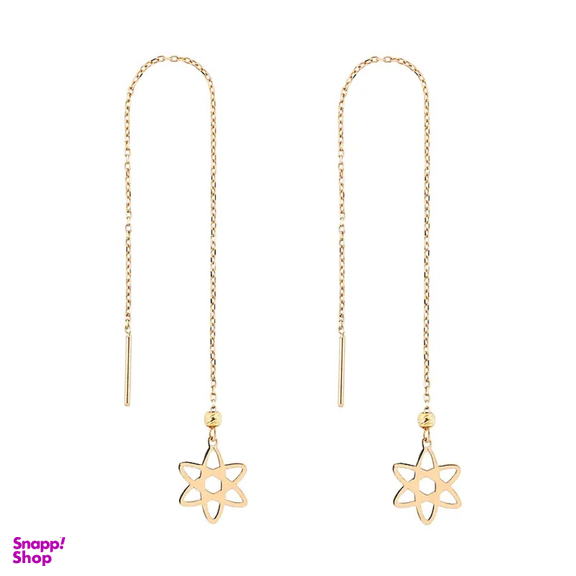 گوشواره طلا 18 عیار زنانه میلی گالری مدل بخیه‌ ای طرح گل کد MT734