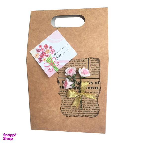 پاکت هدیه کرافت روسی طرح دسته گل