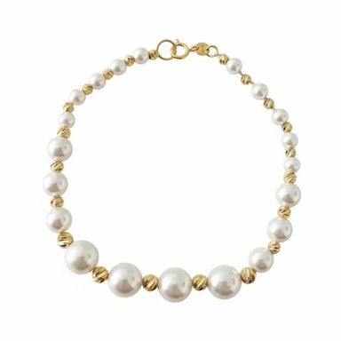 دستبند طلا 18 عیار زنانه مدل مروارید و گوی کد A34