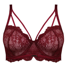 ست شورت و سوتین زنانه ماییلدا مدل فنردار گیپوری کد 4691-8585 رنگ زرشکی