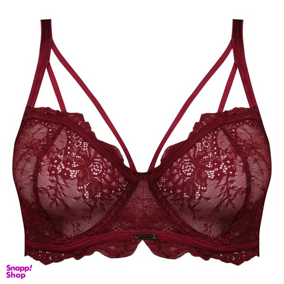 ست شورت و سوتین زنانه ماییلدا مدل فنردار گیپوری کد 4691-8585 رنگ زرشکی