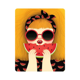 ماوس پد اطلس آبی طرح شب یلدا و نقاشی دختر و عینگ و هندوانه مدل T7273