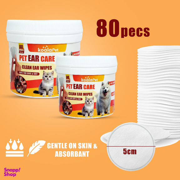 دستمال مرطوب گوش سگ و گربه کوالاپت مدل Ear wipes01 بسته 80 عددی