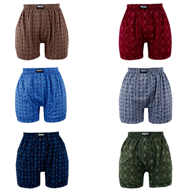 شورت مردانه ساحل مدل پادار چاپی کد 266 بسته 6 عددی