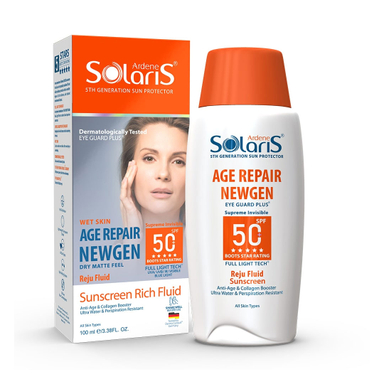 فلوئید ضدآفتاب آردن سولاریس مدل Agerepair Newgen SPF 50 بی رنگ حجم 100 میلی لیتر