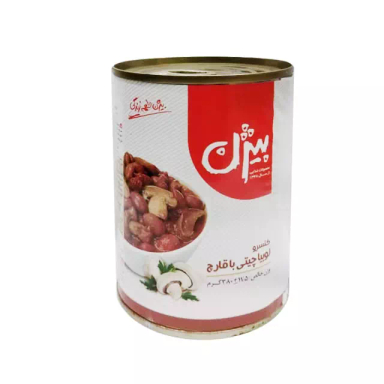 کنسرو لوبیا چیتی با قارچ بیژن وزن 380 گرم