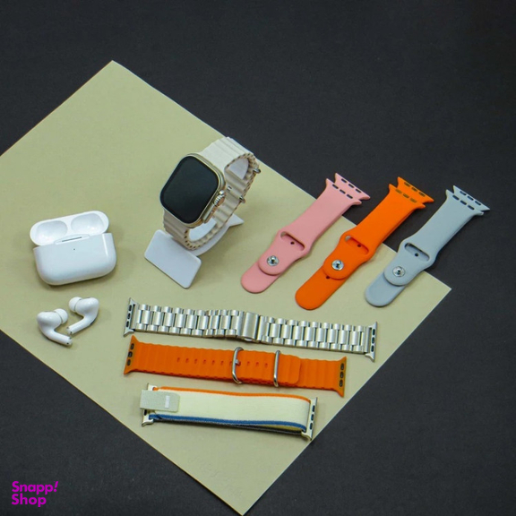 ساعت هوشمند ورنا مدل W49 Ultra مجموعه 7 بندی به همراه هندزفری مدل Airpod Pro